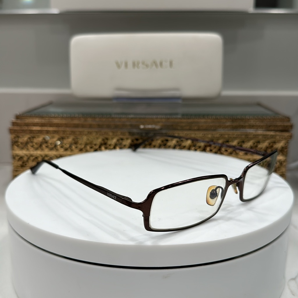 Versace - Rx - Copper-Toned Rectangular Eyeglass Frames, Euc W/ Versace Hardcase